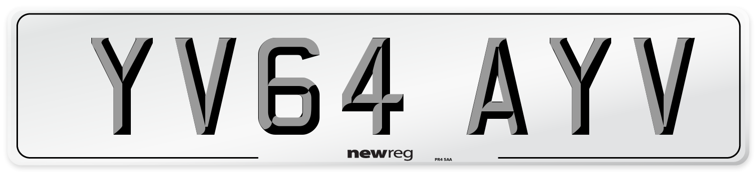 YV64 AYV Number Plate from New Reg